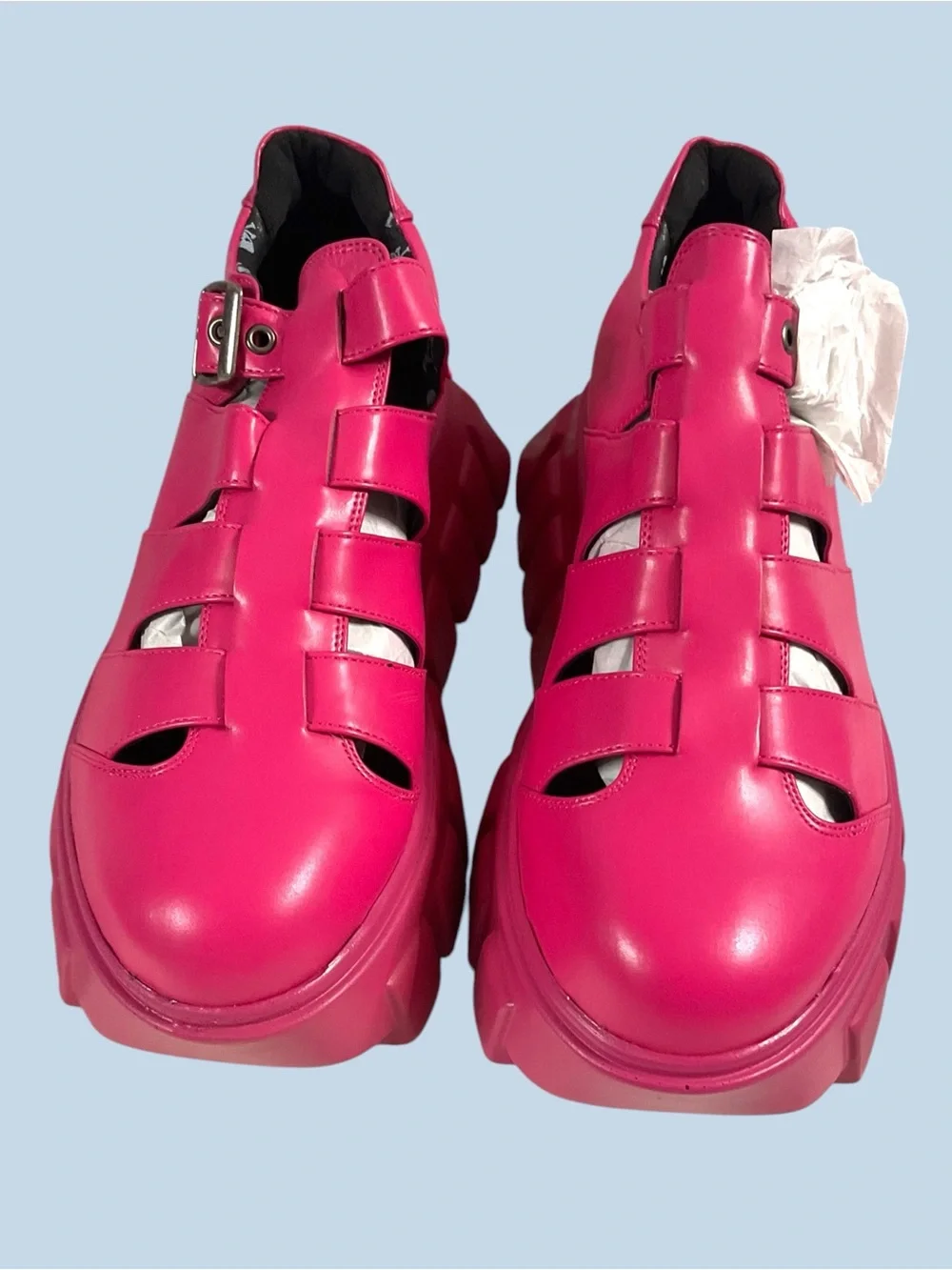 NWOT LAMODA Just Coz Chunky Pink Platform Sandals Size 10